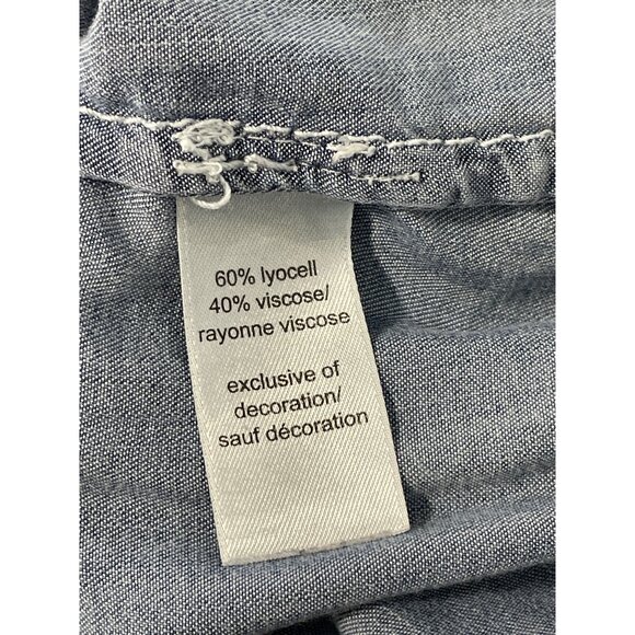 Maurices Chambray Shirt Size Small Button Front Long Sleeve Blue Denim Classic - Picture 5 of 7